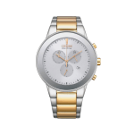 Men White Eco-drive Stainless Steel Chronograph Watch AT2244-84A