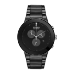 Eco-Drive Men Black Stainless Steel Chronograph Watch AT2245-57E