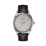 Tissot PR 100 40mm Silver Dial Men's Watch Leather Strap
