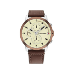 Tommy Hilfiger Men's Multifunction Brown Leather Strap Watch