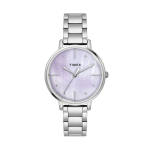 Timex Women Stainless Steel Lilac Round Analogue Brass Dial Watch
