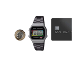 A168WEUC-1ADR Black Digital Dial Black Stainless Steel Strap Unisex Watch D361 - Image 7