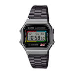 A168WEUC-1ADR Black Digital Dial Black Stainless Steel Strap Unisex Watch D361 - Image 2