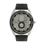 Titan Men’s Analog Watch – Silver Dial with Black Leather Strap