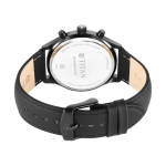 Titan Sapphire Multifunction Quartz Analog Green Dial Leather Strap Watch - Image 5