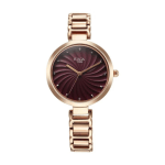 Titan Raga Memoirs Women’s Quartz Analog Watch Burgundy Dial with Rose Gold Metal Strap