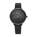 Titan Neo Women’s Quartz Analog Watch
Black Dial with Day & Date Display and Leather Strap