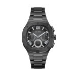 GUESS GW0572G3 Men’s Black Square Dial Analog Watch with Sleek Silver-Tone Finish