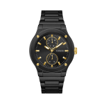 GUESS Men’s Black Multi-function Watch with Stainless Steel Strap and Bold Dial