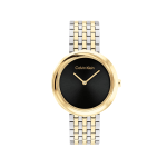 Twisted Bezel Women Quartz Black Dial Analog Stainless Steel Watch