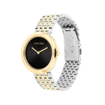 Twisted Bezel Women Quartz Black Dial Analog Stainless Steel Watch - Image 2