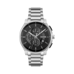 BOSS Peak 2.0 Chronograph Men’s Watch Black Dial with Silver Stainless Steel Strap