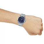 Casio Enticer A1363 Men's Analog Watch, Blue Dial with Classic Silver Stainless Steel Strap - Image 5
