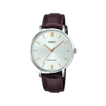 Casio Enticer Ladies Analog Watch (A1628), Classic Silver Dial with Brown Genuine Leather Strap
