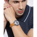 Guess W0970G1 Men’s Watch Bold Silver Dial & Classic Brown Leather Strap - Image 3