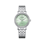 Citizen Women’s Quartz Light Green Dial Watch EL3100-55X Crystal Bezel