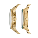 Fossil His and Hers Gold-Tone Watch Bannon Collection Multifunction Green Dial Stainless Steel - Image 2