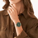 Fossil His and Hers Gold-Tone Watch Bannon Collection Multifunction Green Dial Stainless Steel - Image 4