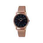 Casio Enticer Women's Watch Black Dial with Rose Gold Mesh Strap A1794