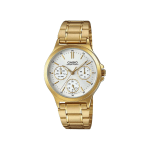 Casio Enticer Women’s Watch White Dial, Gold-Tone Stainless Steel Strap A1915