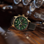 Casio Edifice ED658 Men’s Analog Watch
Green Dial, Gold Case & Black Leather Strap - Image 3