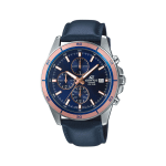 Casio Edifice EX302 Chronograph Men’s Watch – Blue Dial with Leather Strap
