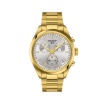 Tissot PR 100 Men’s Chronograph Silver Dial Gold-Tone Stainless Steel Watch