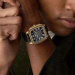 Fossil Crosby FS6151I Black Dial Men's Watch Gold-Tone Square Case Black Leather Strap - Image 8