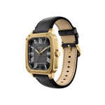 Fossil Crosby FS6151I Black Dial Men's Watch Gold-Tone Square Case Black Leather Strap - Image 3