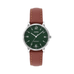 Casio Enticer A2447 Women Green Dial Leather Watch Everyday Ladies Analog Brown Strap