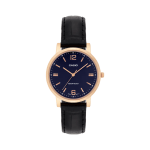 Casio Enticer A2449 Ladies Blue Dial Rose Gold Watch Elegant Women’s Analog Watch with Black Leather Strap