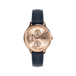 Casio Enticer A2500 Women’s Analog Rose Gold Dial Watch with Genuine Blue Leather Strap