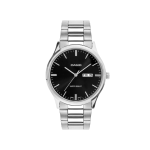 Casio Enticer Men A2514 Analog Black Dial Stainless Steel Watch Everyday Watch with Day & Date Display