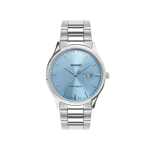 Casio Enticer Men A2515 Analog Ice Blue Dial Stainless Steel Watch Elegant Formal Watch with Day & Date Display