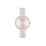 Calvin Klein 25100015 Women’s Quartz Pink Round Dial Watch, Silver Stainless Steel Strap