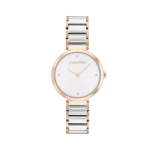 Calvin Klein Minimalistic T-Bar Analogue Women Watch 25200139 Rose Gold & Silver Stainless Steel