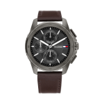 Tommy Hilfiger Men’s Quartz Grey Dial Brown Leather Strap Multifunction Watch