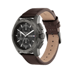 Tommy Hilfiger Men’s Quartz Grey Dial Brown Leather Strap Multifunction Watch - Image 2