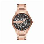 Armani Exchange AX2456 Automatic Men’s Watch Rose Gold Stainless Steel Skeleton Dial