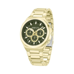 Kenneth Cole Men’s Chronograph Watch Green Dial Gold Stainless Steel Strap - Image 3