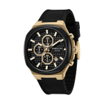 Kenneth Cole Men’s Chronograph Watch Black Dial Gold-Tone Case Black Silicone Strap - Image 3
