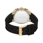 Kenneth Cole Men’s Chronograph Watch Black Dial Gold-Tone Case Black Silicone Strap - Image 5