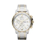 Fossil Dean Chronograph Men's Watch | Silver & Gold Stainless Steel Silver Dial
