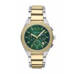 Armani Exchange Men's Chronograph Watch Green Dial Two-Tone Stainless Steel