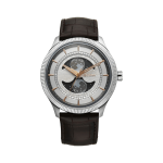 Titan Stellar Men’s Quartz Analog Dual Moon Phase Watch Silver Dial & Brown Leather Strap