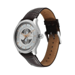 Titan Stellar Men’s Quartz Analog Dual Moon Phase Watch Silver Dial & Brown Leather Strap - Image 2