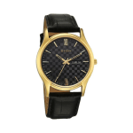 Titan Karishma Regal Classic Day-Date Men’s Quartz Analog Dress Watch Black Textured Dial, Gold-Tone Case & Black Leather Strap - Image 3