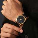 Titan Karishma Regal Classic Day-Date Men’s Quartz Analog Dress Watch Black Textured Dial, Gold-Tone Case & Black Leather Strap - Image 6