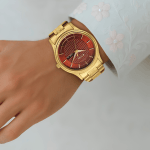 Titan Karishma Wedding Edit Men's Quartz Analog Day & Date Watch Brown Dial & Gold Stainless Steel Strap - Image 6