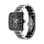 Titan Ceramic Fusion Automatic Skeleton Watch for Men Square Black Dial, Two-Tone Stainless Steel & Ceramic Bracelet - Image 4